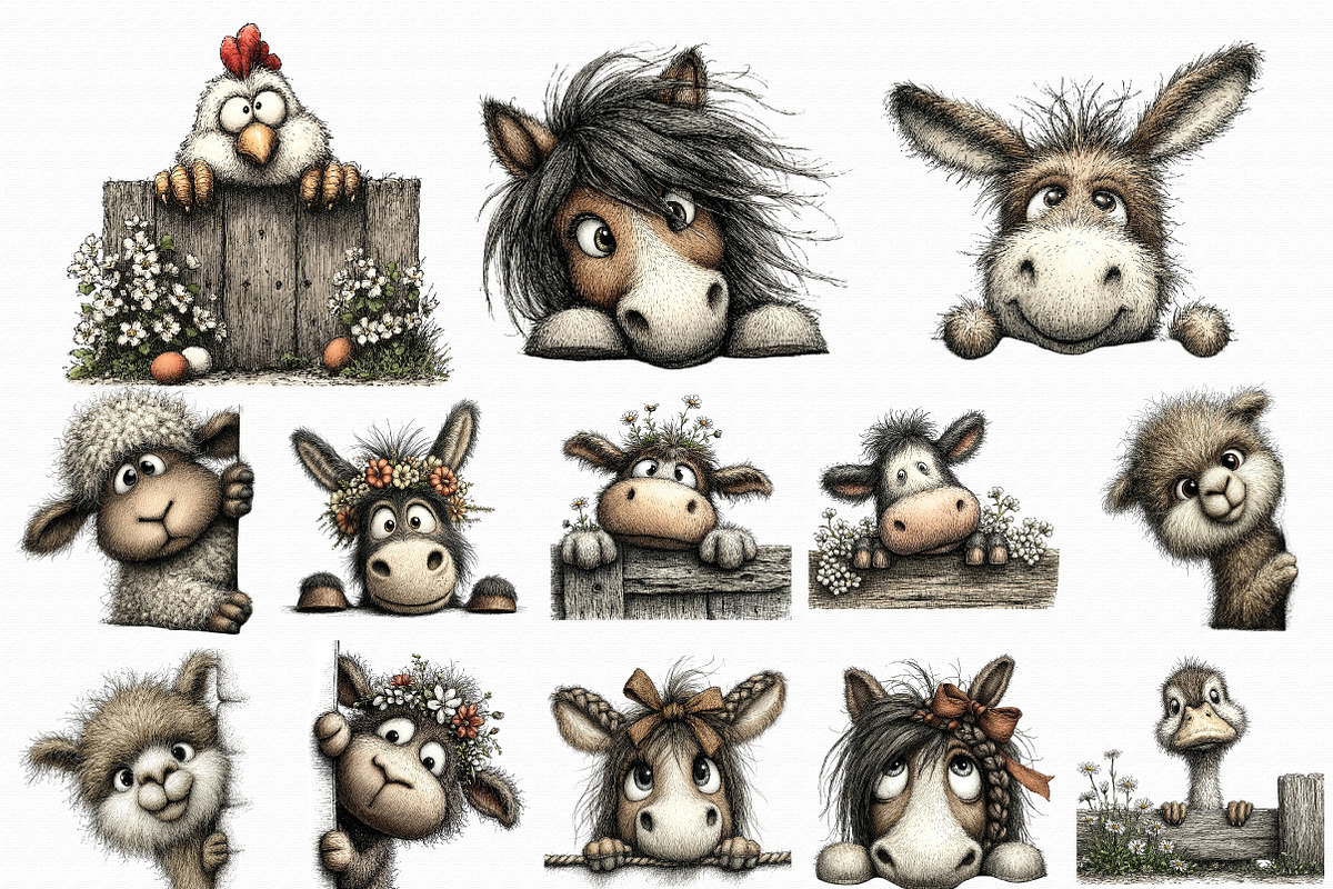 Peeking Farm Animals Clipart PNG Bun, an Illustration by Libby Wishes (Photo 3 of 4)