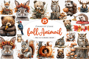 Fall Woodland Animal Clipart, an Illustration by SinaCreation