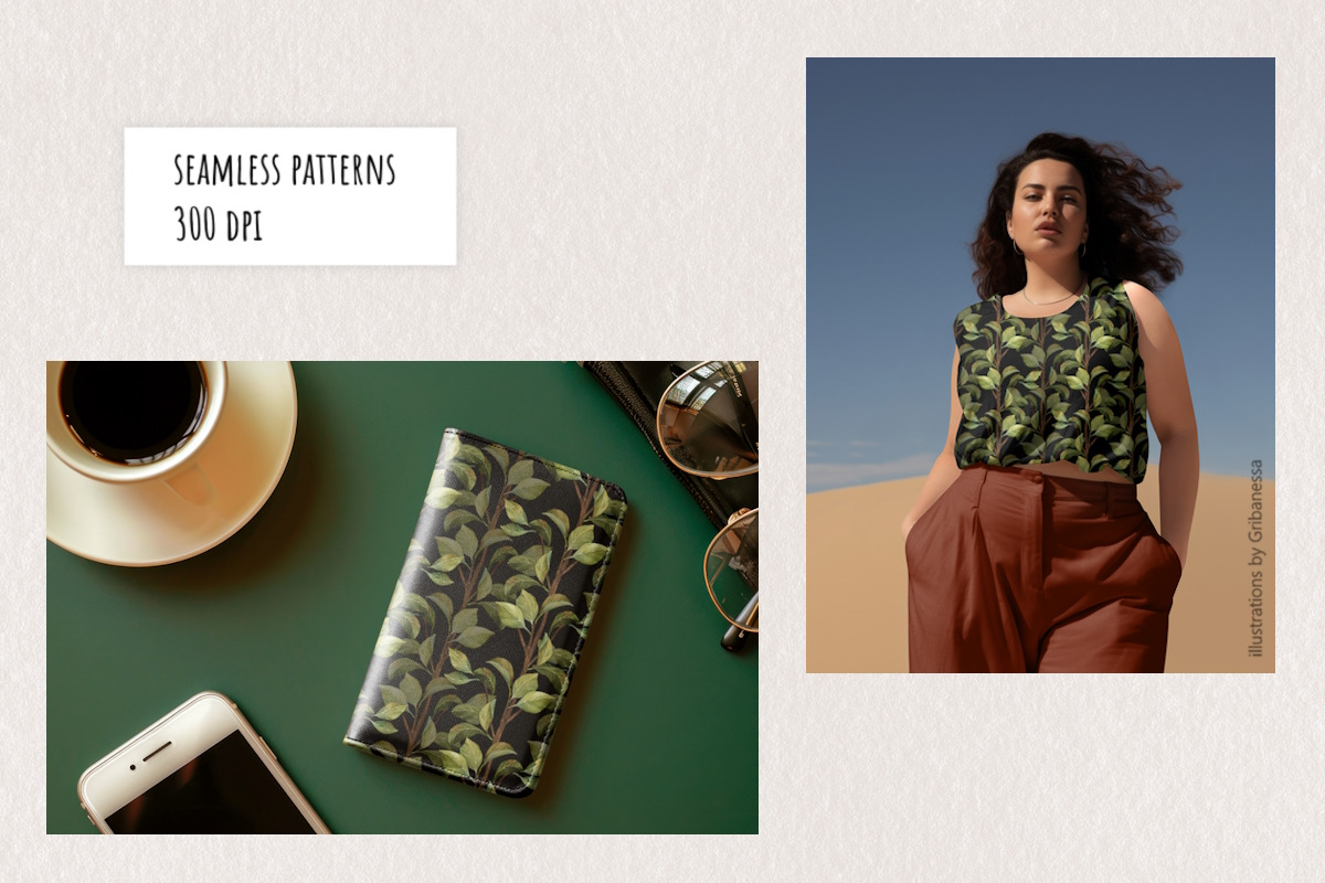 Botanical Leaves Pattern Set, a Pattern Graphic by Gribanessa (Photo 2 of 4)