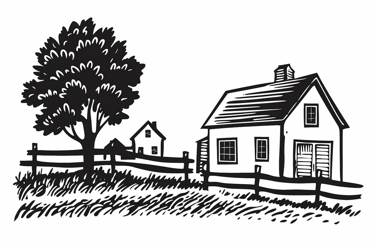 Farmhouse scene silhouette vector, an Icon by Amazin_art (Photo 4 of 13)
