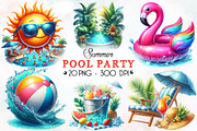 Summer Pool Party Clipart, an Illustration by RobertsArt (Thumbnail 1 of 7)