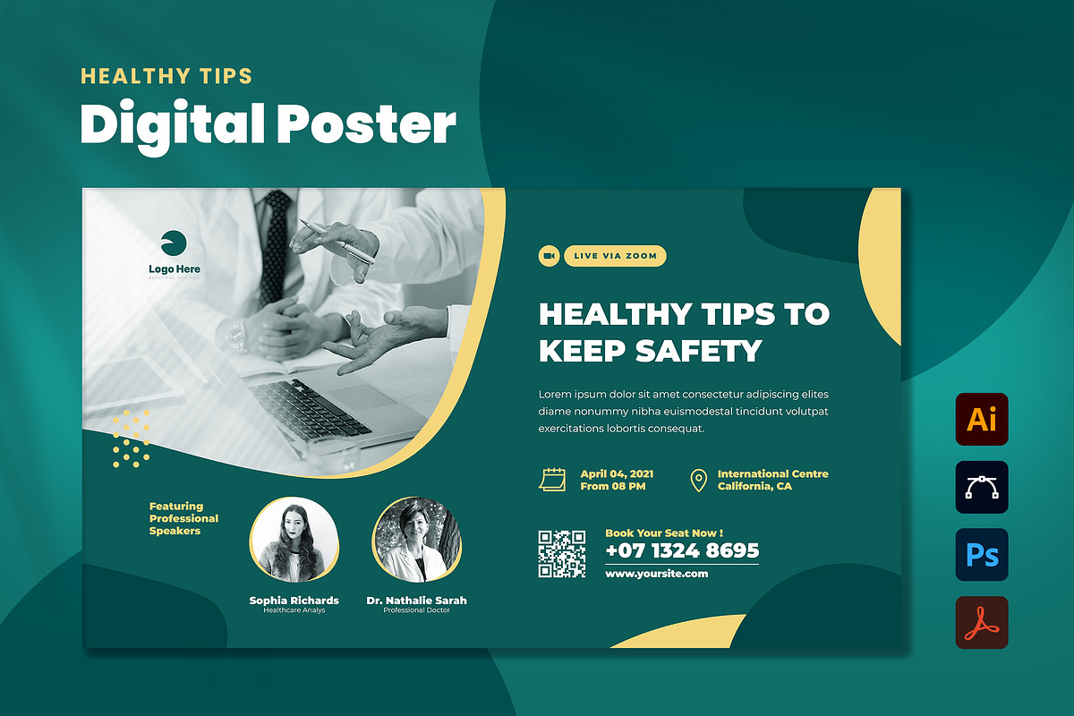 Healthy Tips Digital Poster, a Templates & Theme by Rahardi Creative (Photo 1 of 4)