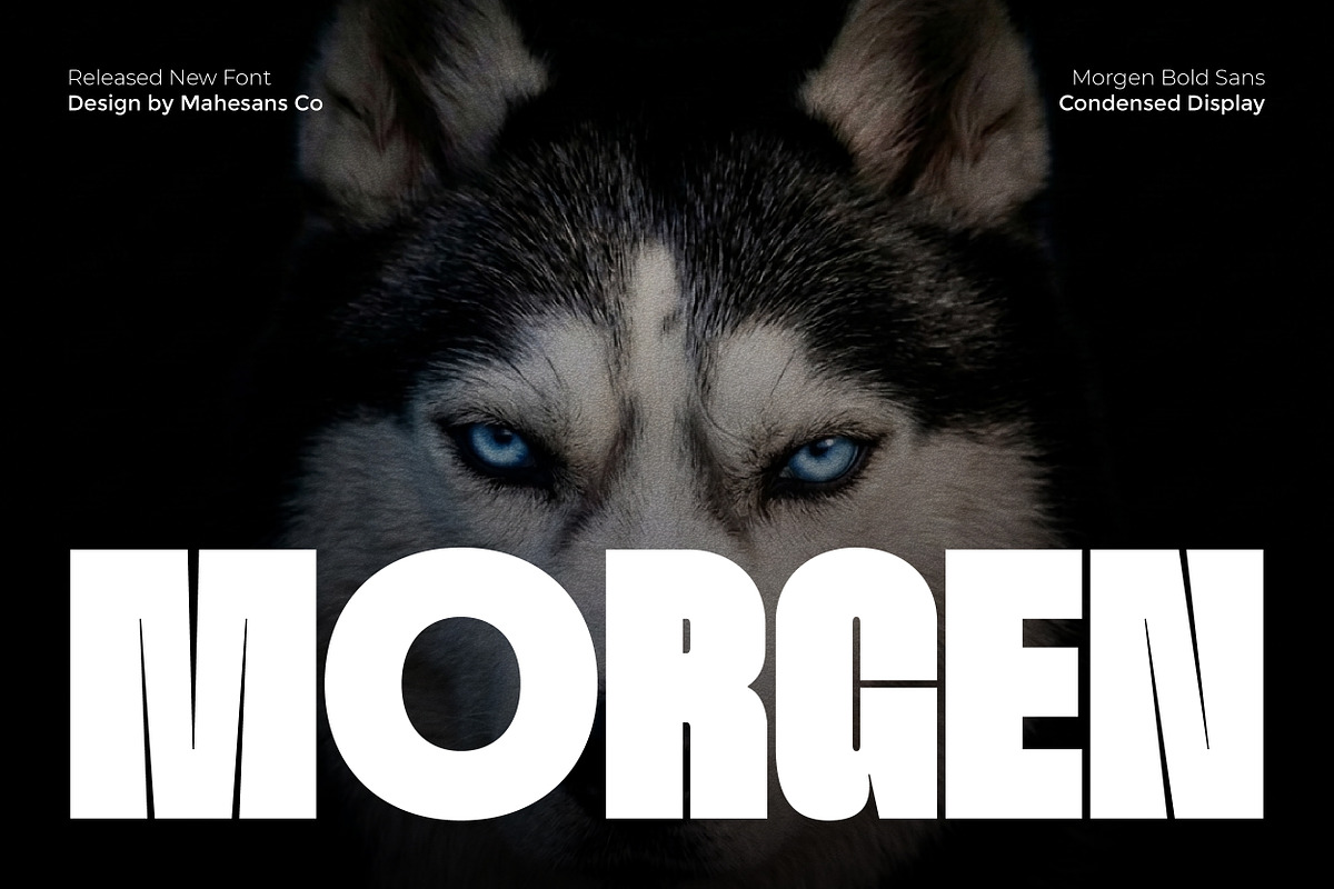 Morgen – Bold Condensed Display Font, a Sans Serif Font by Mahesans Co (Photo 1 of 10)