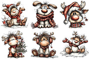 Funny Christmas Reindeer Clipart, an Illustration by Craft Nest (Thumbnail 10 of 10)