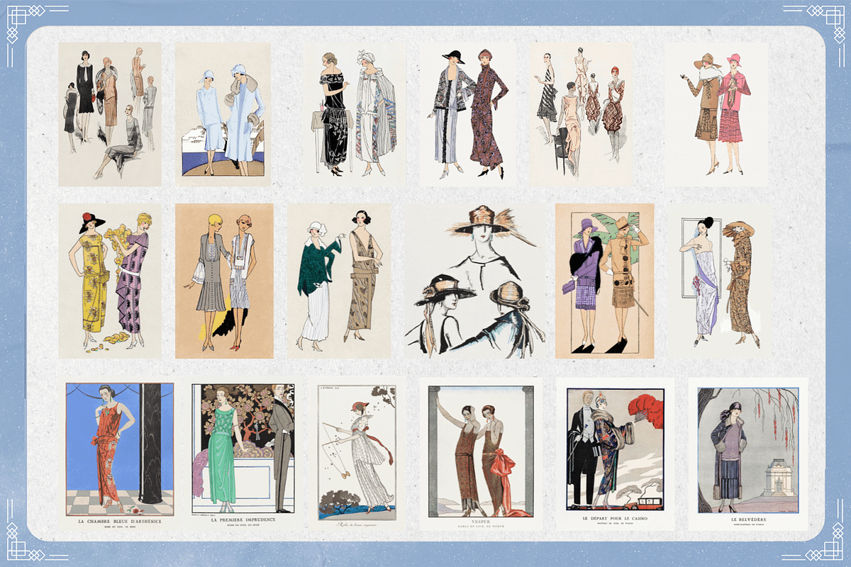 Vintage 1920s Fashion Posters Bundle, a Person Illustration by Golden Vision Studio (Photo 8 of 10)