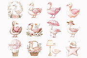 Watercolor Pink Goose Clipart, an Illustration by Design Market (Thumbnail 2 of 5)
