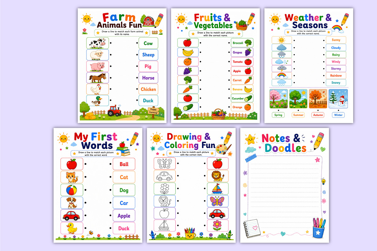 Preschool Activity Workbook | Learn, a Stationery Template by Mustafiz (Photo 5 of 5)