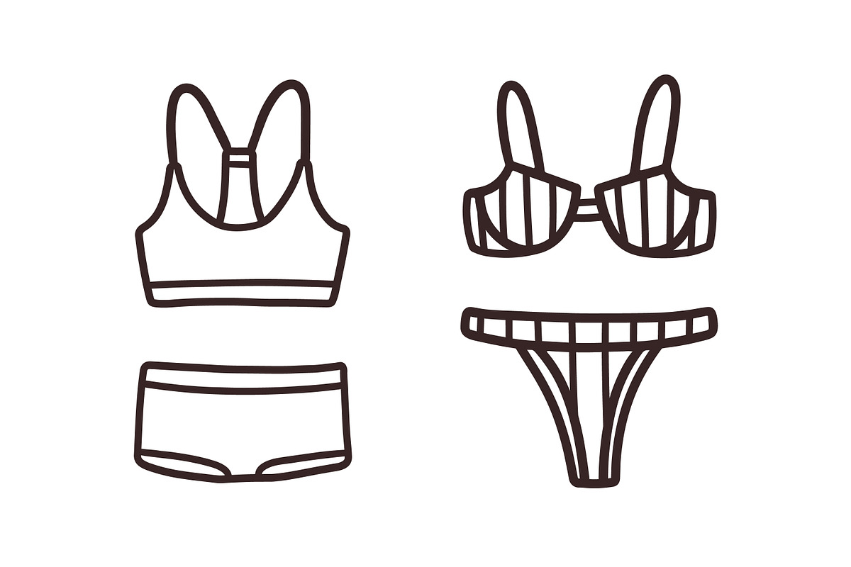 Outline women lingerie underwear set, an Object Illustration by Good Studio (Photo 7 of 9)