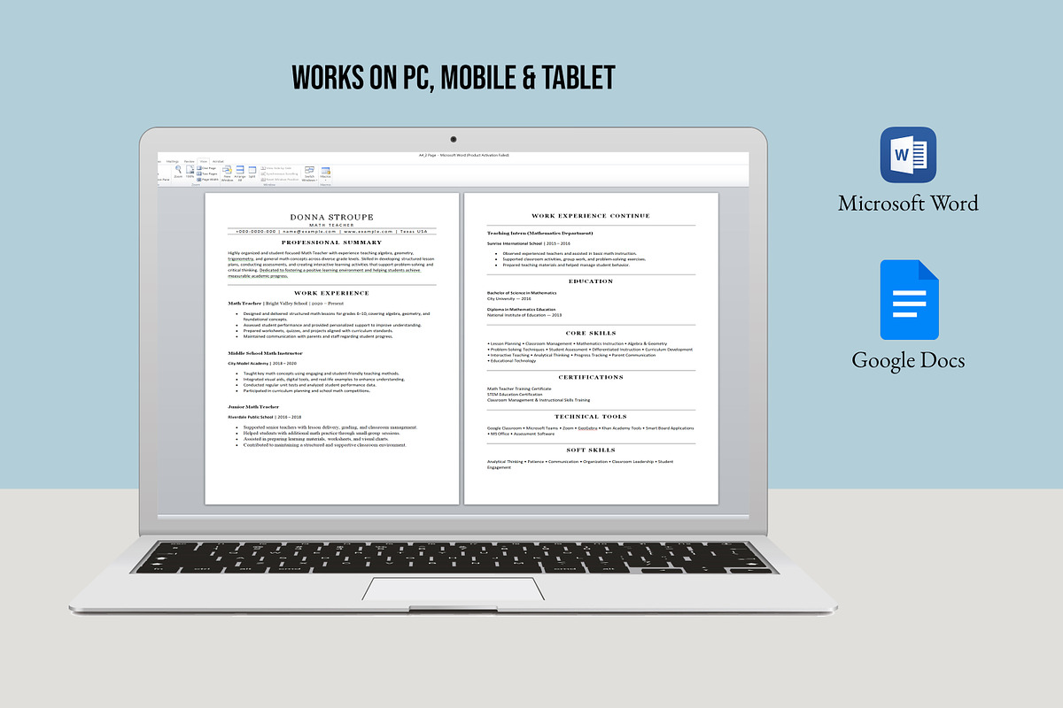 ATS Resume for Math Teacher, a Resume Template by SmmrDesign (Photo 7 of 7)