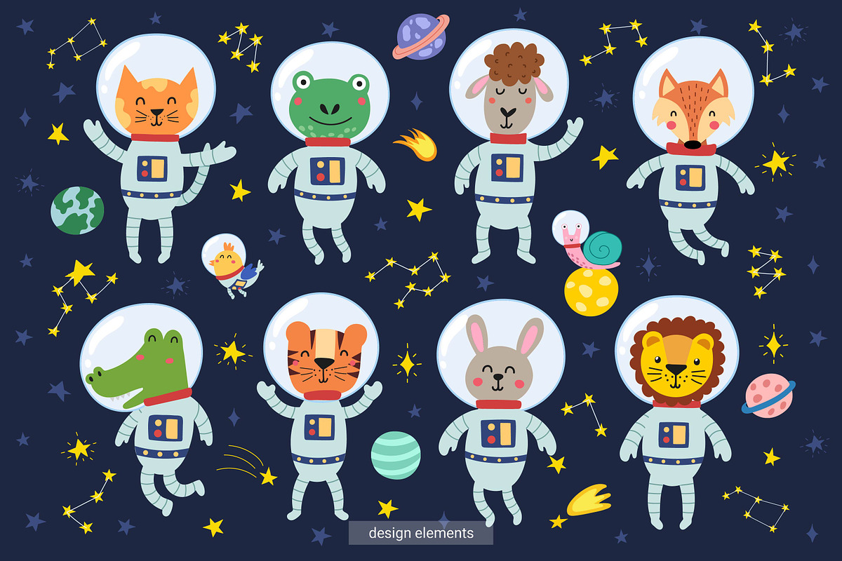 Cute Space Collection, an Animal Illustration by Gulnara Sabirova (Photo 3 of 23)
