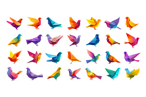 Origami paper birds cartoon vector, an Object Illustration by Onyx