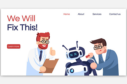 We will fix this landing page vector, a Landing Page Template by bsd studio
