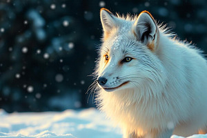 Snowfall Fox Gaze - Winter Photo, an Animal Photo by Aura Canyon HQ