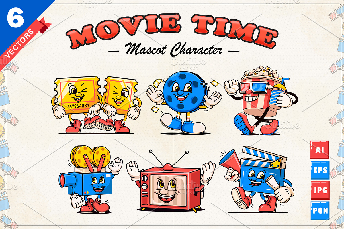 Movie Time, Retro Mascot Characters, a Technology Illustration by Kevyn Creative (Photo 1 of 3)