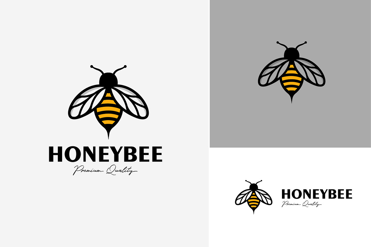 yellow vintage honey bee simple logo, a Branding & Logo Template by Pyruos ID