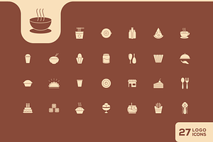 Coffee And Pastry Icons Design