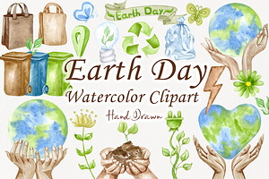 Earth Day Watercolor clipart, a Healthcare Illustration by BarvArt