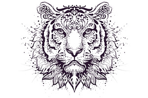 Tiger head abstract pattern symbol