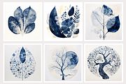 Deca Co - Blue Ink Botanical Shapes, a Texture Illustration by milatovar (Thumbnail 3 of 25)