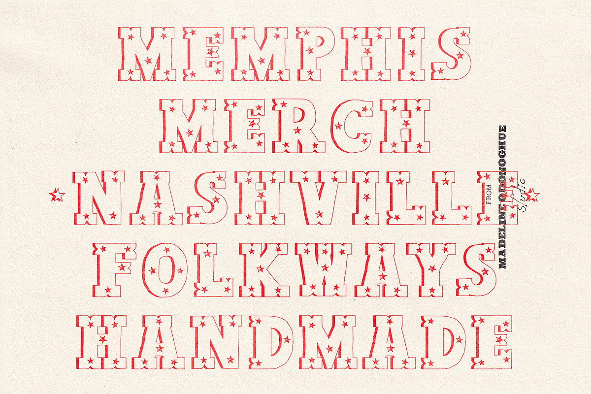 ShowBill Shadow Outline Display Font, a Slab Serif Font by Madeline ODonoghue Design (Photo 5 of 5)