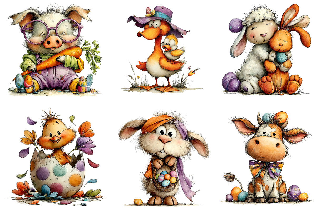 Whimsical Baby Farm Easter Clipart, an Illustration by CreationArt (Photo 2 of 6)
