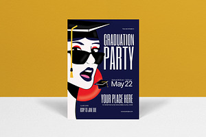 Blue Graduation Party Invitation, a Card Template by graphicook