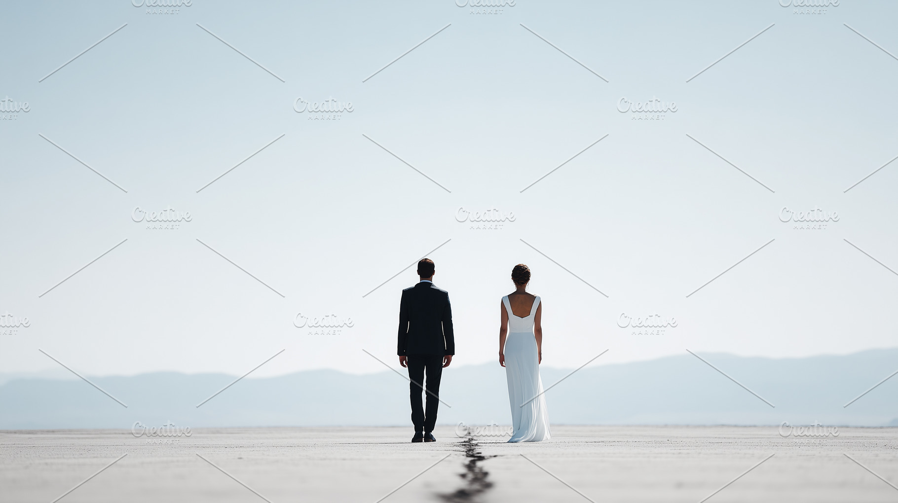Bride and groom standing apart, a Person Photo by MistyDay