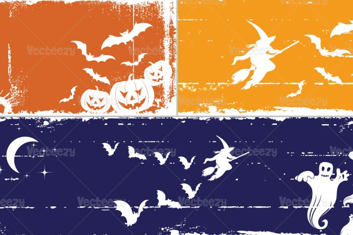 Grungy Halloween Vector Banners Pack, an Illustration by EezyPremium