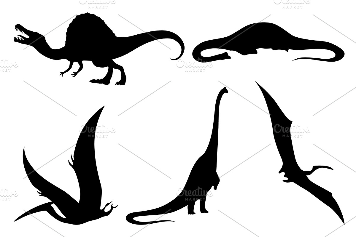 Dinosaurs silhouettes set. Dino, an Animal Illustration by the8monkey