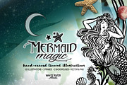 Mermaid Magic Linocuts, a Graphic by WhiteRiverStudio (Thumbnail 1 of 5)