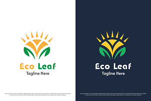 Eco Leaf Solar Logo Design Icon, a Branding & Logo Template by Morvana Crew