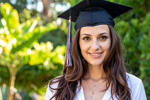 female student with graduation cap AI generated, a Photo by WorldOfPhotos