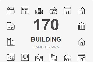170 Buildings Hand Drawn icons