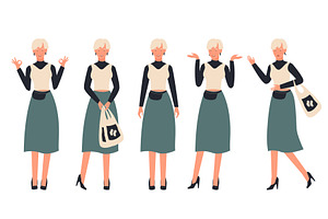 Young Blond Woman Posing in Various, a Person Illustration by Flashvector