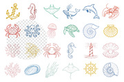 Summer Coastal Hand Drawn Line Art, an Illustration by Dream Creation (Thumbnail 2 of 4)