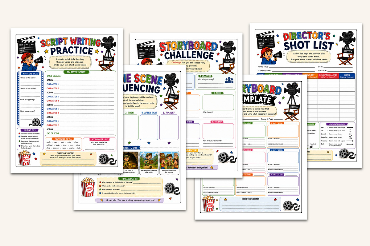 Filmmaking Workbook for Kids, a Stationery Template by Designmela01 (Photo 3 of 5)