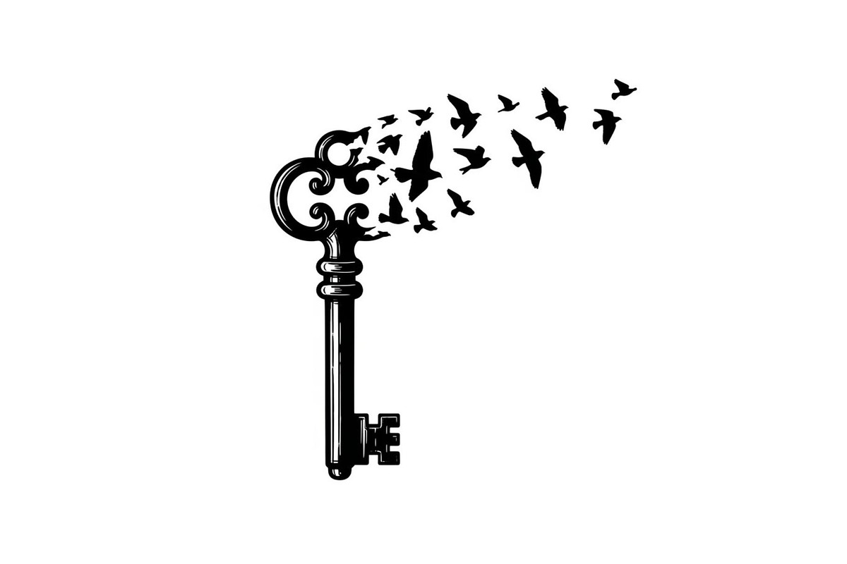 50 Flying Keys Silhouette Vector Bun, an Illustration by Designs_River (Photo 14 of 51)