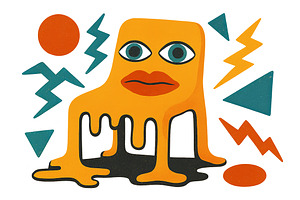 Surreal animated shape with bold col, an Illustration by Dvoevnore photos