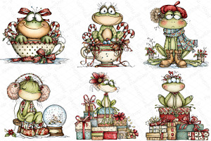 Coquette Christmas Frog Clipart, an Illustration by DreamPrint404