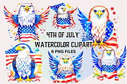 4th of July Watercolor Clipart, a Seasonal Illustration by Stickera Hub (Thumbnail 1 of 4)