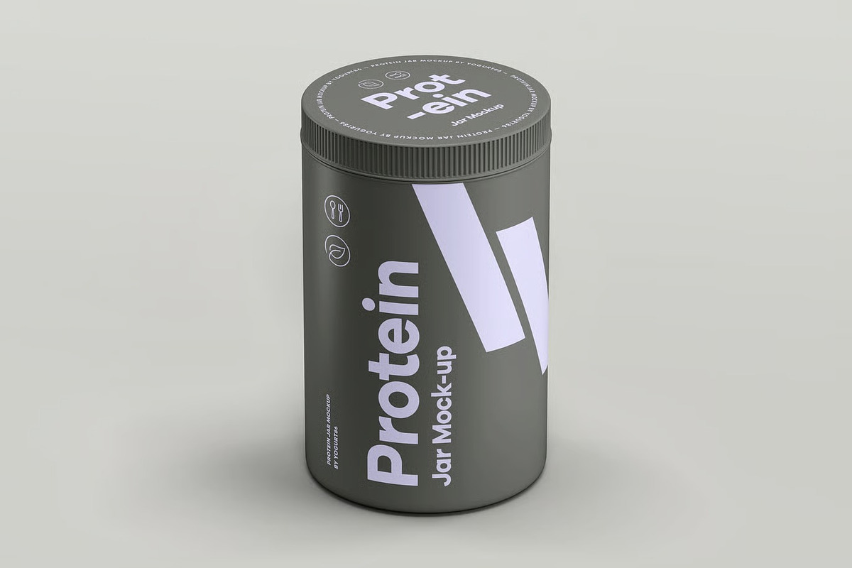 Protein Tall Jar Mock-up, a Packaging Mockup by zippypixelstudio (Photo 5 of 12)