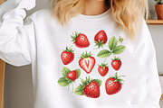 Strawberry-Themed Watercolor PNG, an Illustration by SinaCreation (Thumbnail 5 of 9)