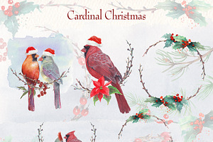 Cardinal Christmas Watercolor