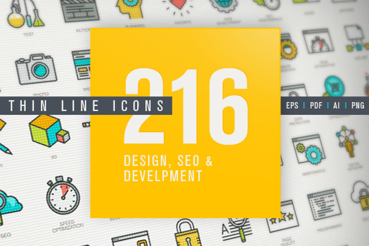 Thin Line Design & Development Icons