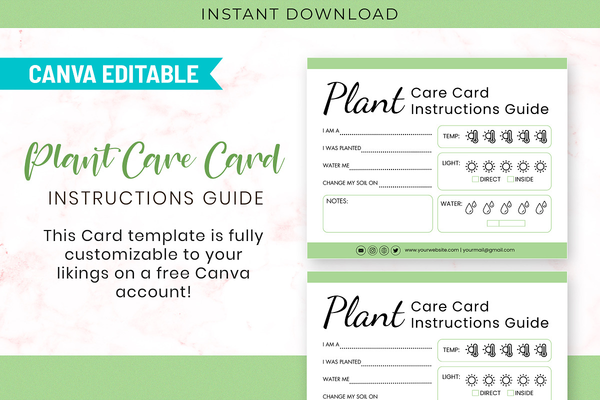 Plant Care Card Canva Template, a Design Template by Snapybiz (Photo 3 of 8)