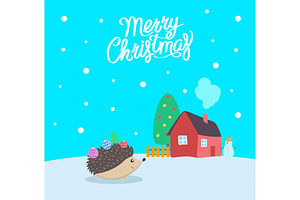 Merry Christmas Greeting Poster With