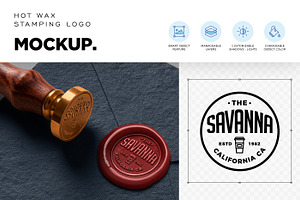 Hot Wax Stamp Logo Mockup