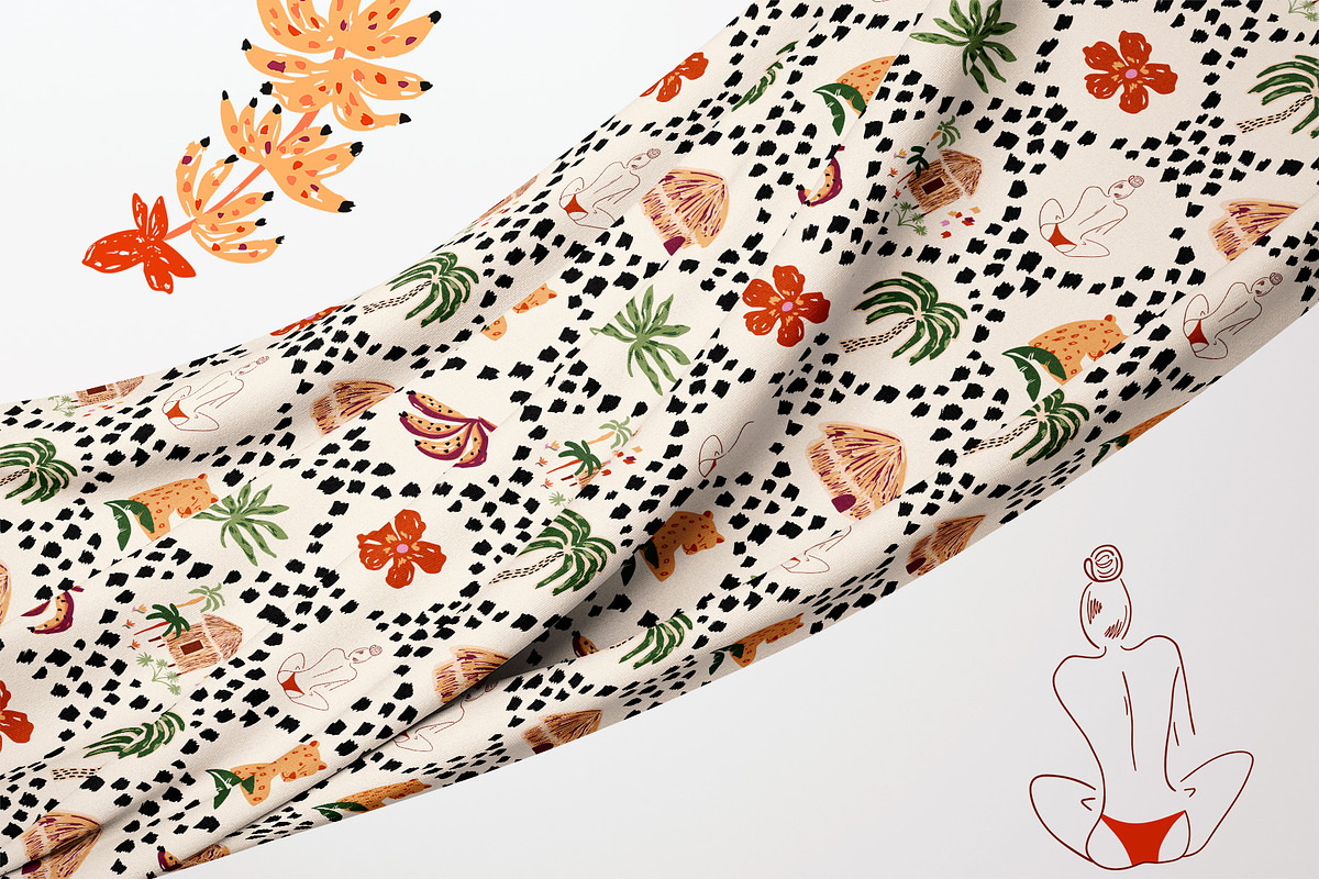Hand drawn tropical floral patterns, a Pattern Graphic by Tani Kuzminka (Photo 18 of 22)