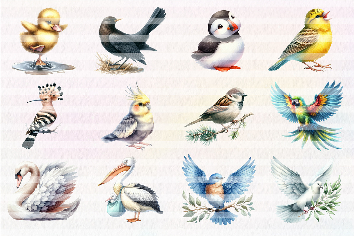 Cute Birds Clipart, an Illustration by CreationArt (Photo 2 of 5)