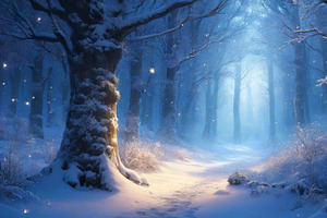 Trees In Snowy Forest